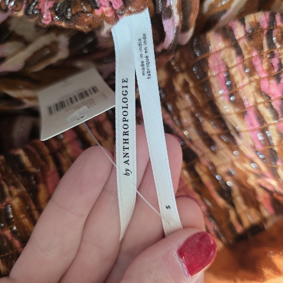 Anthropologie Strapless Maxi Dress in Pink and Brown Animal Print - Picture 4 of 8